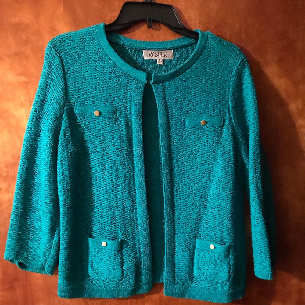 Kasparov Jacket Teal with gold buttons
